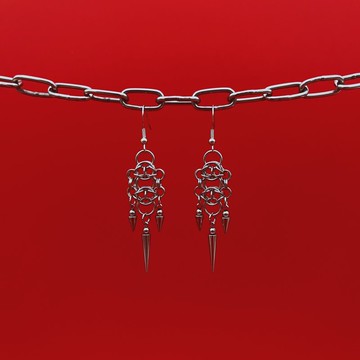 MrR手作不鏽鋼圈S925銀鉤卯釘吊墜吊掛式耳環一對