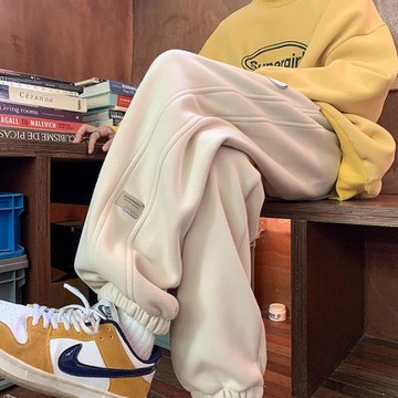 褲子男秋季新美式高街男士運動褲束腳九分休閑褲潮牌百搭重磅男褲