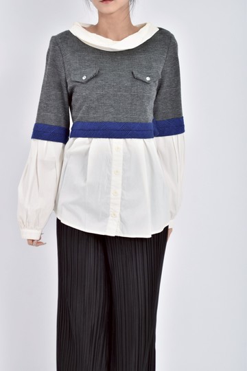 (S) vk paris假兩件灰色長袖上衣