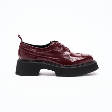 VATIC WINGTIP BROGUES SHOES POLISHED BURGUNDY 45mm厚底皮鞋