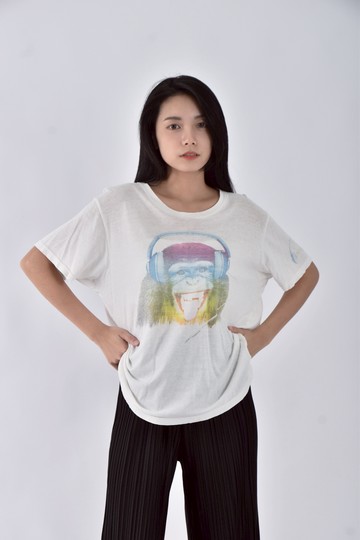 (L) brave soul印花白色短袖上衣