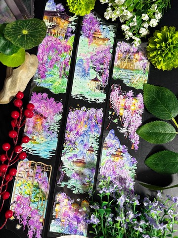 藤蘿靡靡 PET 紙膠帶 白墨貝殼光 10米卷