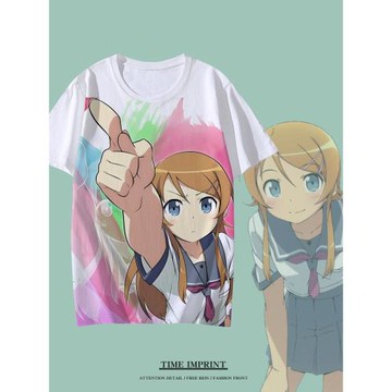 高坂桐乃 五更琉璃 黑貓T恤短袖痛衫圓領速干二次元動漫衣服綠色