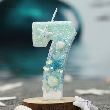 平價夯貨👏高顏值 海洋款 淺藍色漸變 海星貝殼 生日數字蠟燭 派對慶生裝飾 蛋糕插牌 派對小物 生日蠟燭 派對裝飾1E5