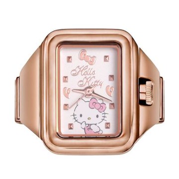 Hello Kitty 凱蒂貓 人氣角色凱蒂貓戒指錶-玫瑰金 LK713LRWI-B