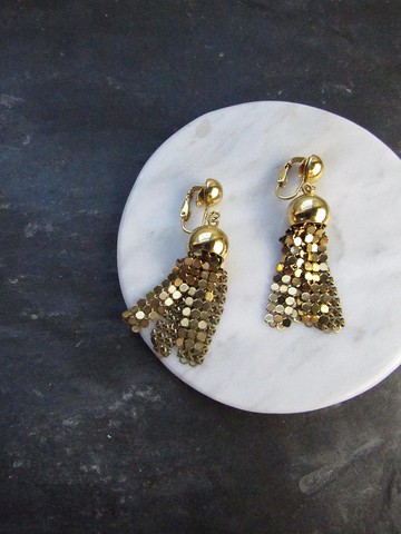 復古流蘇金色吊式耳環