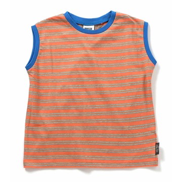 日本 BREEZE - 100%棉 休閒感條紋背心上衣-橘