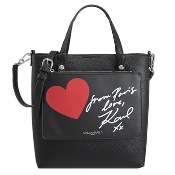 KARL LAGERFELD 老佛爺塗鴉兩用手提子母包.黑