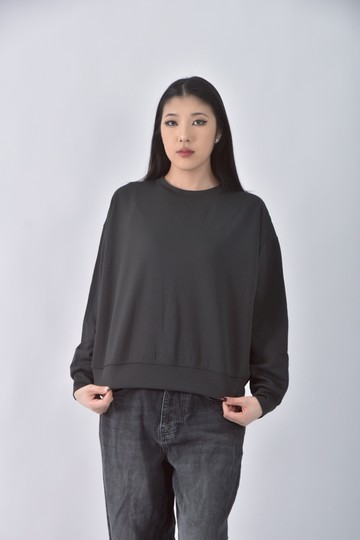 (XL) muji質感圓領綠色長袖上衣
