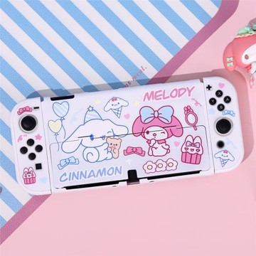 SwitchOLED保護殼硬殼續航版NS續航可插底座可開支架 元氣美樂蒂