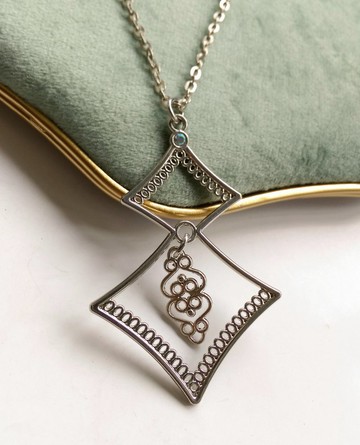 Vintage Jewelry 簡約 銀色調 冷調 項鍊 大墜項鍊