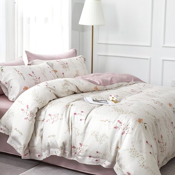 床包被套組(鋪棉兩用被套)-雙人加大/60支/ 萊賽爾天絲四件式 / 蒔花養卉 台灣製