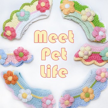 馬卡龍色系小花領巾|寵物領巾 狗狗口水巾 寵物圍兜 針織領巾