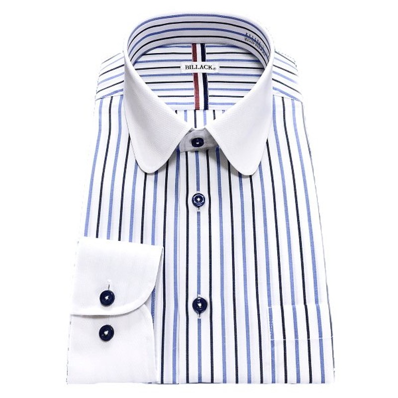 メンズワイシャツ 長袖 形態安定 ブルー マルチストライプ クレリック ラウンドカラー スリムフィット シャツ ビジネス お洒落着 Kf68 3 通販 Lineポイント最大0 5 Get Lineショッピング
