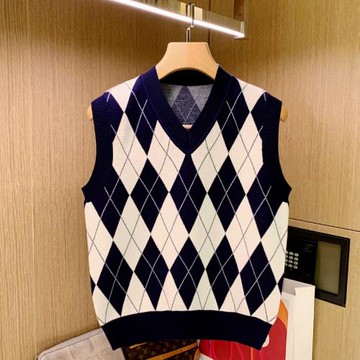復古風貴族范經典菱格毛衣馬甲