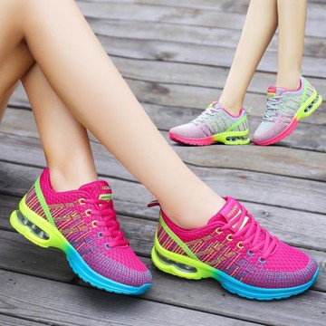 Ladies breathable running sneakers women sports flat shoes女