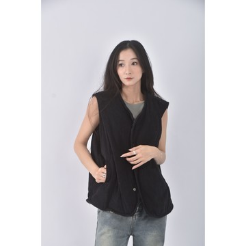 (S) 質感背心黑色外套二手衣