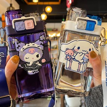 三麗鷗庫洛米雙飲水杯吸管女男孩方形水壺兒童小學生上學專用杯子