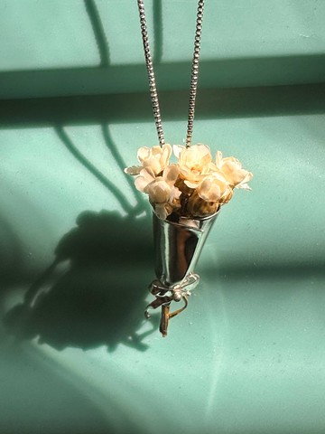 手作銀飾—Bouquet 花束 925純銀項鍊 花束項鍊 手作925銀花束
