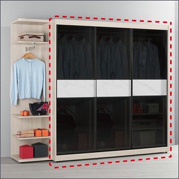 6尺鋁框推門衣櫥黑玻璃 衣櫥 收納衣櫃 滑門衣櫥 【149B110325】Leader傢居館149-A211+A211+A209