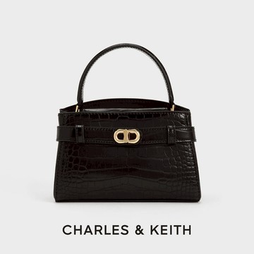 【CHARLES & KEITH】Aubrielle 鱷魚紋手提包 附提袋｜通勤簡約時尚｜生日禮物｜快速出貨｜小CK