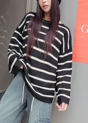 輕薄感橫紋毛衣