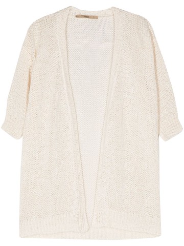 Nuur - short-sleeve open-knit cardigan - women - Cotton/Polyamide - XS - White