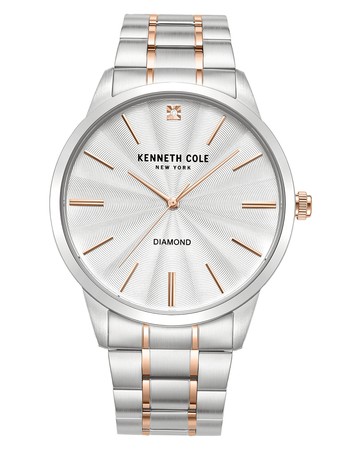 Kenneth Cole | Diamond Dial Rose Gold Stainless Steel Bracelet Watch in Two Tone Silver/Gold Rose