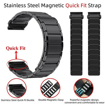 Garmin Fenix 7 7X 6 6X 5 5X 3 HR 2 錶帶 26mm 22mm 超薄 不鏽鋼 磁吸 快拆