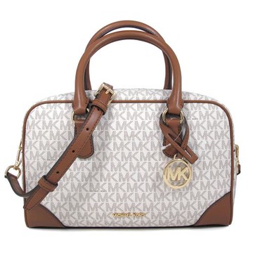 MICHAEL KORS 防刮LOGO手提/肩斜兩用包(白咖色)