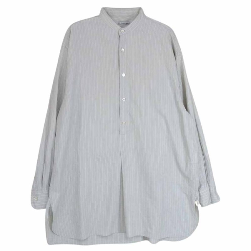 マーティーアンドサンズ MAATEE&SONS 21SS MT2103-0603A SILK PULL OVER SH シルク ストライプ ノーカラー プルオーバー  シャツ【中古】 | LINEショッピング