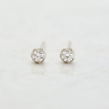【Second Earrings】 鉑金Fiolette鑲嵌鑽石耳環0.1ct