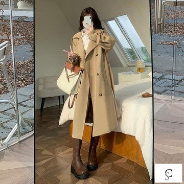 【XL-8XL大尺碼】👩風衣 長款外套 秋季外套 大衣2-300斤大碼女裝胖mm英倫風洋氣減齡風衣寬鬆休閒百搭外套上衣
