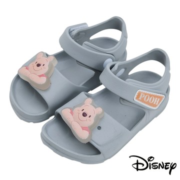 【迪士尼童鞋】立體電燈造型飾釦防水涼鞋-灰(小熊維尼)