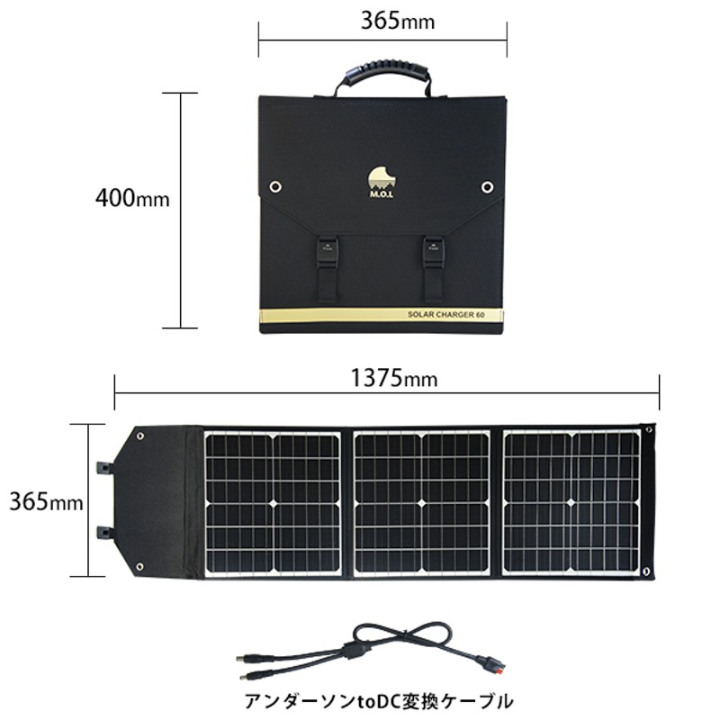 M.O.L ソーラーパネル 60W MOL-S60A [MOL 太陽光発電 充電 折りたたみ