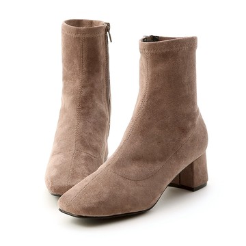 D+AF 秋冬定番．素面合腿中跟方頭襪靴