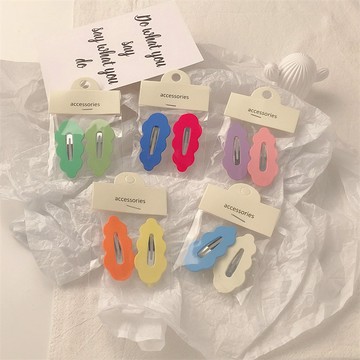 【太妮絲W57】現貨 2個裝 多巴胺 雲朵髮夾 可愛 波浪 夾子 瀏海夾 亮色 舞團 學生必