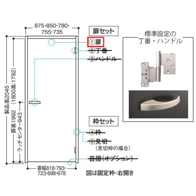 DAIKEN(大建工業) ハピア 片開きドア本体 【デザイン48】(枠無し