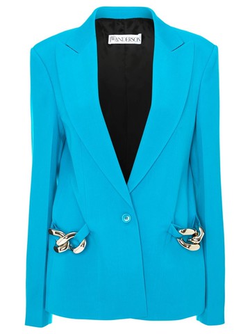 JW Anderson - chain-detail single-breasted blazer - women - Virgin Wool/Viscose/Elastane - 10 - Blue