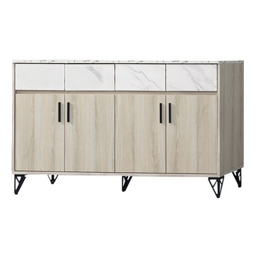 【文創集】艾安德 雙色5尺四門四抽餐櫃-150x40x82cm免組