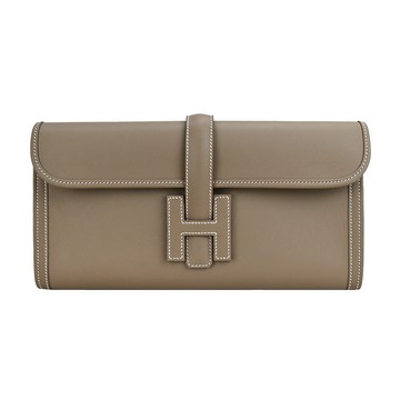 Hermes 愛馬仕 Pochette Jige U刻 Swift皮革H穿釦大手拿包(18大象灰)_廠商直送