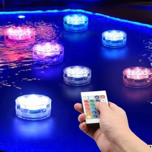 送料240円　LED潜水ライト 水槽照明 バスライト リモコン インテリア 電池式 無線 防水 お風呂 花瓶 おしゃれ　バスタブ 水中ライト プー