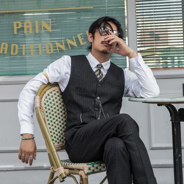 SOARIN意式復古條紋西裝馬甲男 高級感商務正裝免燙黑色馬夾背心