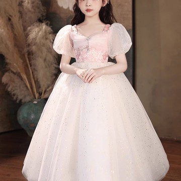 高端女童禮服公主小女孩鋼琴主持人兒童鋼琴演奏花童演出服生日