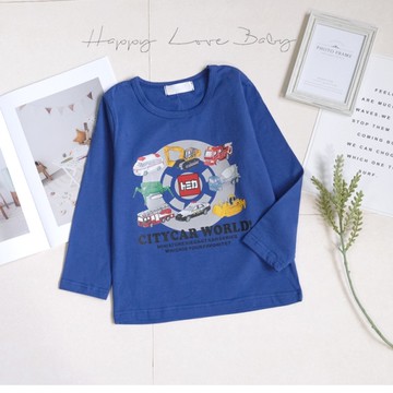 帥氣童趣多美汽車世界彩藍薄棉長袖上衣 秋冬童裝 男童上衣 男童長袖 男童棉T 長袖上衣 秋冬上衣