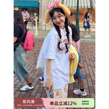 徐夢潔同款白色t恤女寬松短袖少女夏裝2025新款今年流行爆款上衣