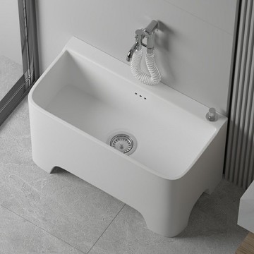 家用陽臺加高款拖把池一體式陶瓷洗地拖盆水池槽衛生間四腳拖把盆 b8031