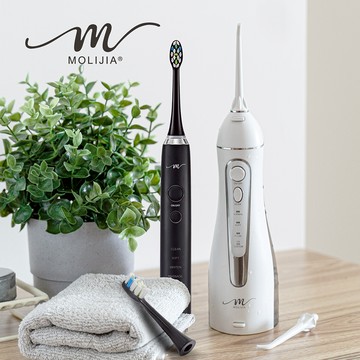 超值組-M183電動沖牙機+M184 感應充電式電動牙刷UV抑菌旅行組【MOLIJIA 魔力家】(BY010083)(BY010084)
