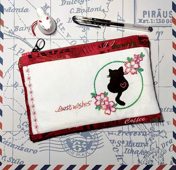 貓咪刺繡化妝包 收納包