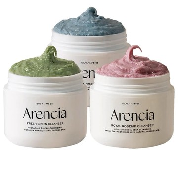韓國Arencia 年糕潔面乳120g任選1入(綠意清新/藍色牛膝草/粉色玫瑰)